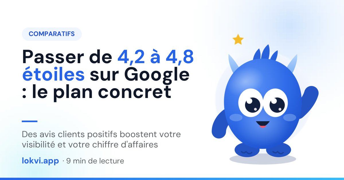 Passer de 4,2 à 4,8 étoiles sur Google : le plan concret. Des avis clients positifs boostent votre visibilité et votre chiffre d'affaires